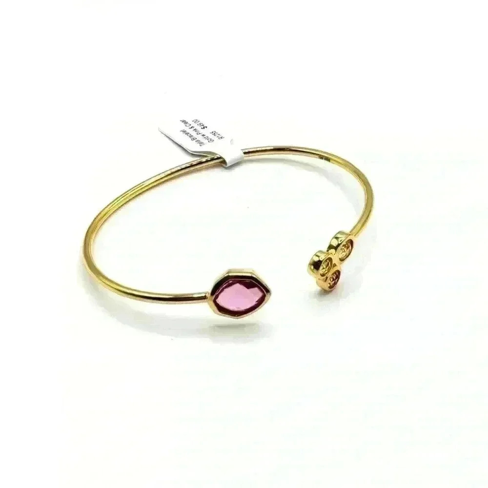Talía Gold Bracelet and necklace with Pink and Clear Crystals